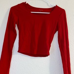 Express red cropped long sleeve shirt